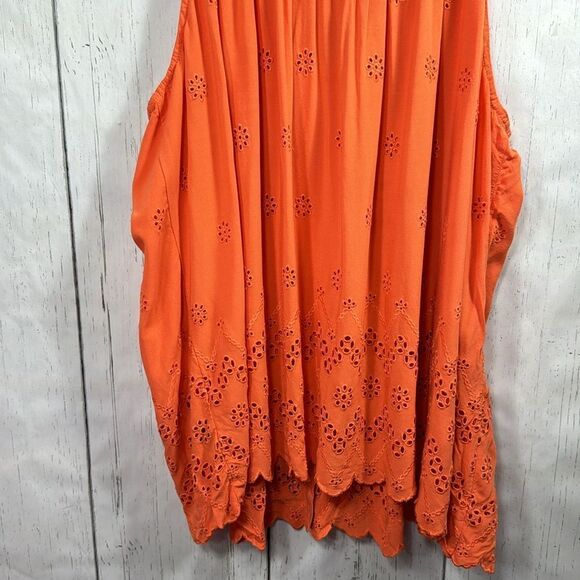 Torrid Eyelet Orange Ruffle Tie Front Womens Sleeveless Summer Casual Tank Top - Picture 12 of 13